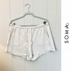 Soma Most Loved Cotton Shorts Pull on Drawstring Elastic Waist Oatmeal Large